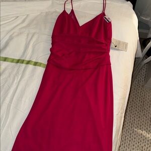 NWT NICOLE MILLER SIZE 2 LINED CHERRY RED DRESS